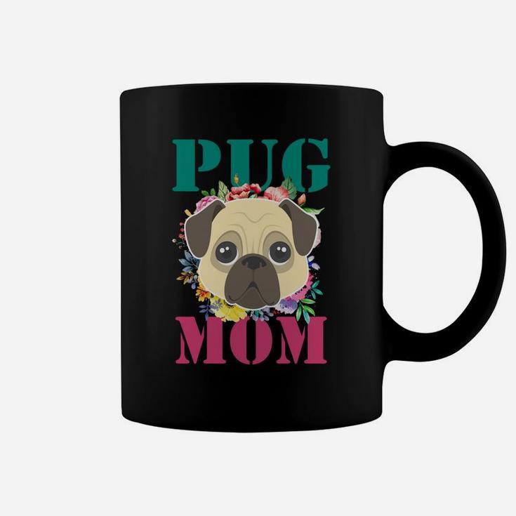Womens Floral Pug Mom Puppy Pet Lover Coffee Mug
