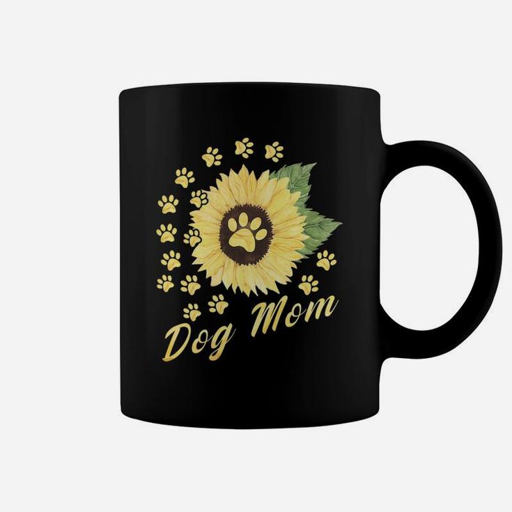 Womens Sunflower Dog Mom Paw Funny Gift For Dog Mom Coffee Mug