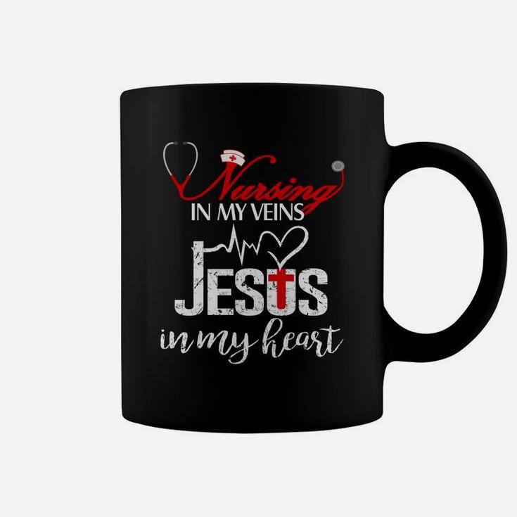 Womens Valentine Of Nurse Nursing Is My Veins My Heart Coffee Mug