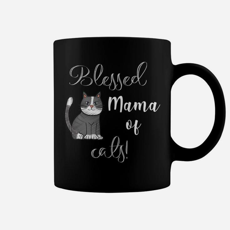 Womens Womens Blessed Mama Of Cats Cute Funny Coffee Mug