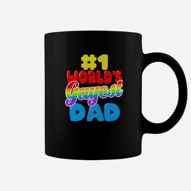 Worlds Gayest Dad Funny Gay Pride Lgbt Fathers Day Gift Premium Coffee Mug
