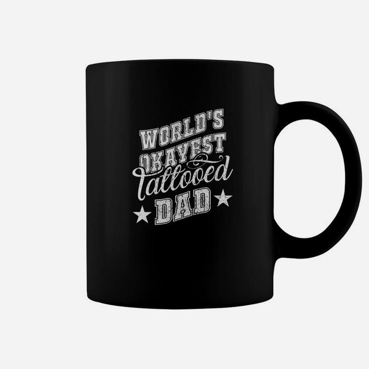 Worlds Okayest Tattooed Dad Vintage Inked Daddy Gift Coffee Mug