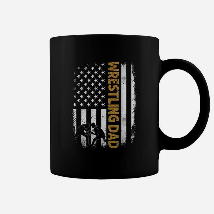 Wrestling Dad American Flag 4th Of July Fathers Day Coffee Mug
