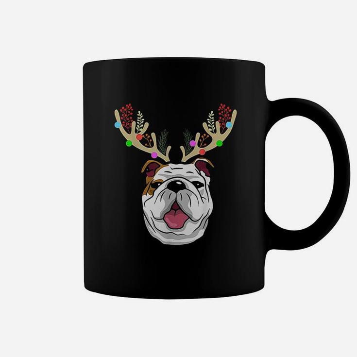 Xmas Funny Bulldogs With Antlers Christmas Coffee Mug