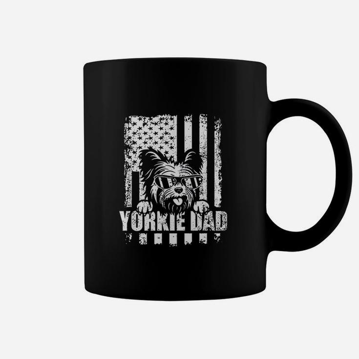 Yorkie Dad Cool Vintage Retro Proud American Flag Coffee Mug