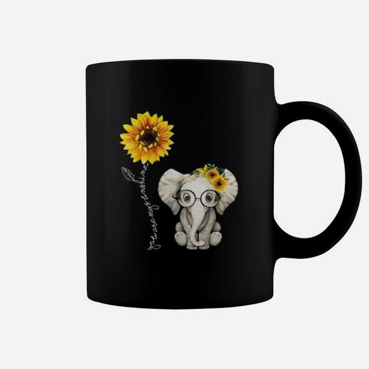 You Are My Sunshine Hippie Sunflower Elephant Gift Friends Coffee Mug