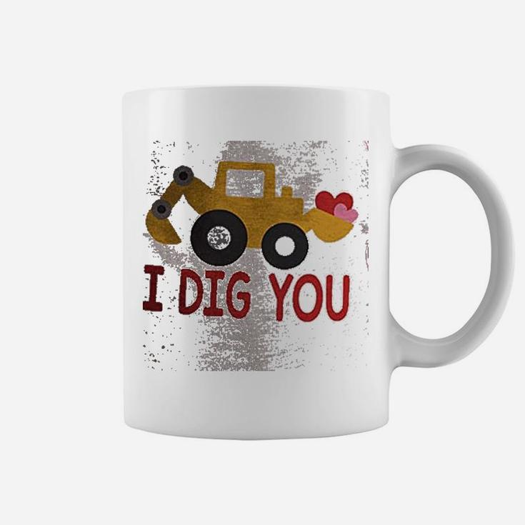 7 Ate 9 Apparel Kids I Dig You Construction Truck Day Red Raglan Coffee Mug