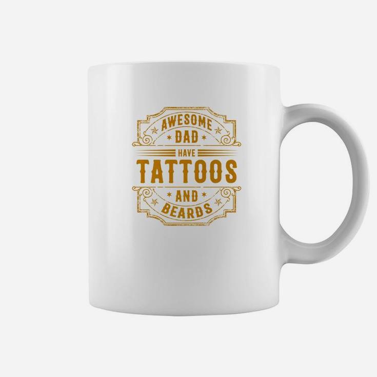 Awesome Dad Have Tattoos And Beards Cool Vintage Fathers Day Premium Coffee Mug