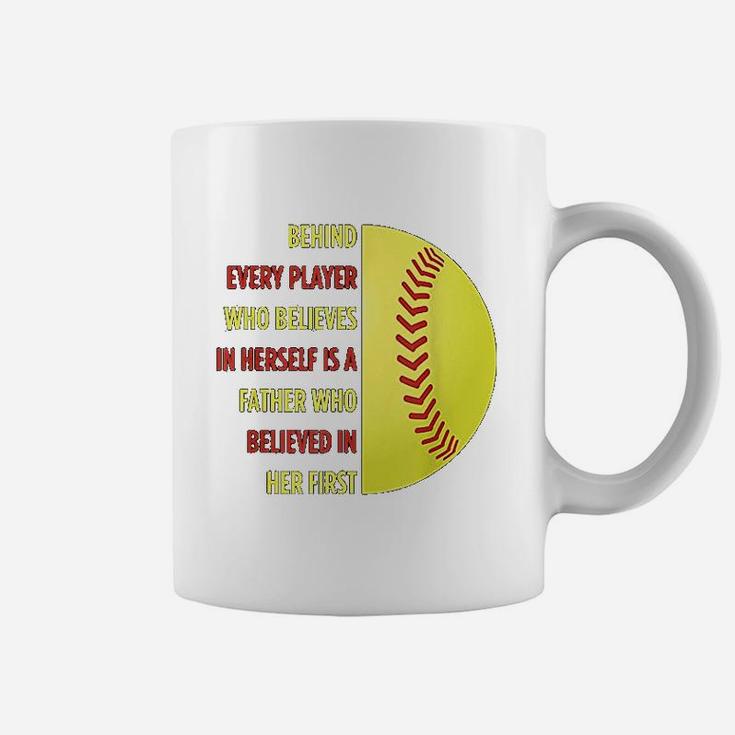 Behind Every Player Is A Father Softball Gift Dad Softball Coffee Mug