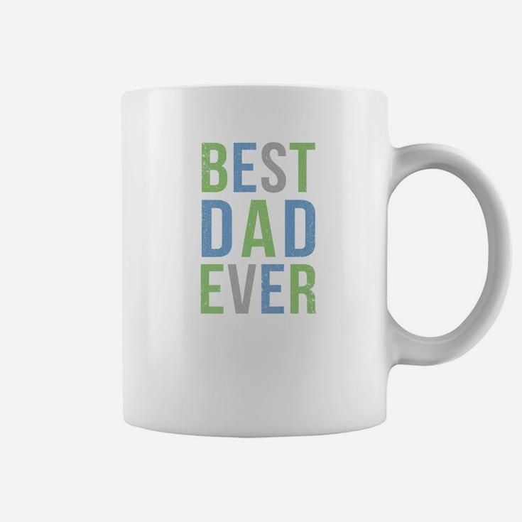 Best Dad Ever In Blue Green And Gray Block Letters Premium Coffee Mug