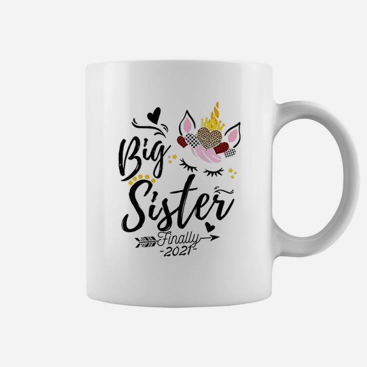 Big Sister Finally 2021 Soon To Be Big Sister Cute Unicorn Coffee Mug