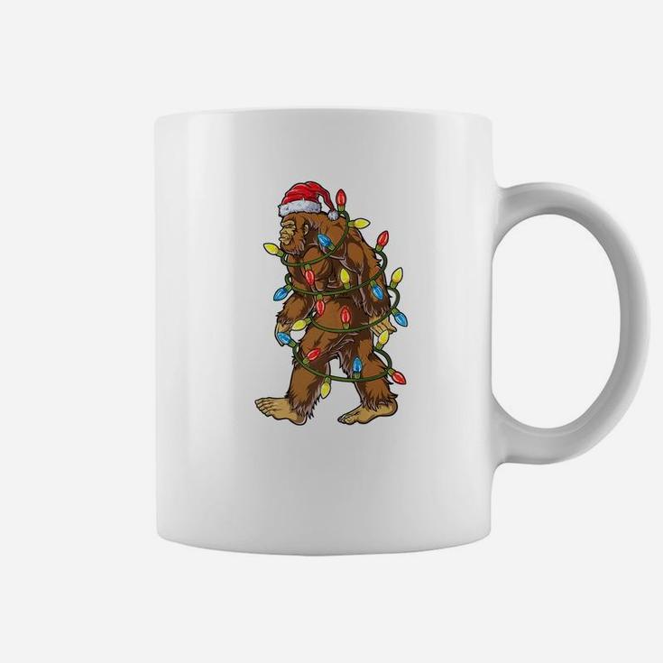 Bigfoot Christmas Shirt Santa Xmas Tree Lights Boys Gifts Coffee Mug
