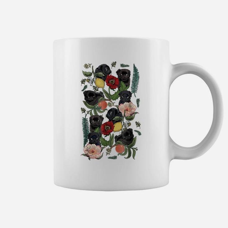 Botanical And Black Pugs Coffee Mug