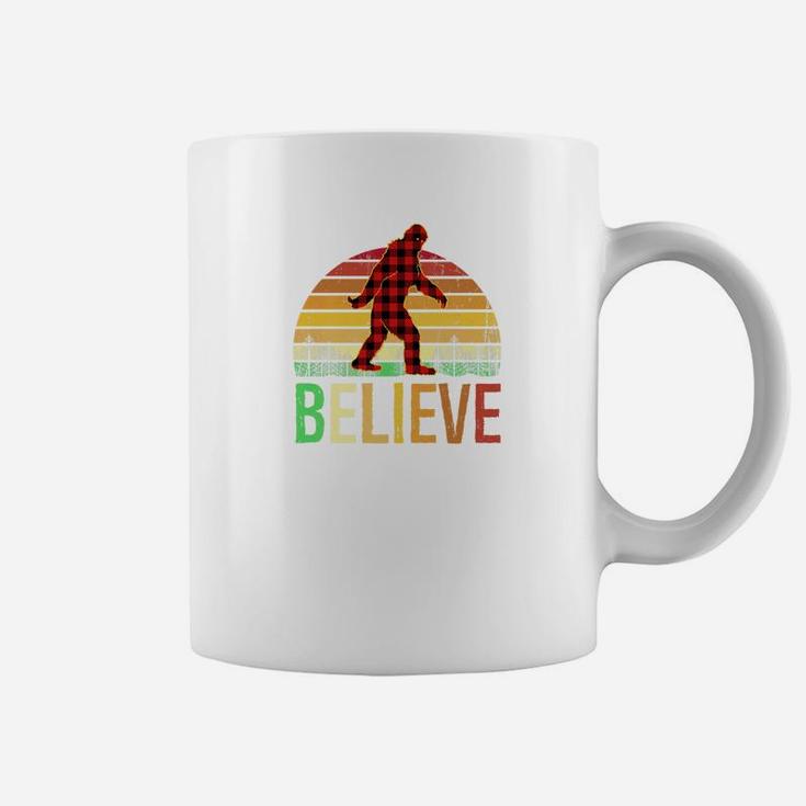 Buffalo Plaid Bigfoot Believe Christmas Xmas Gift Coffee Mug