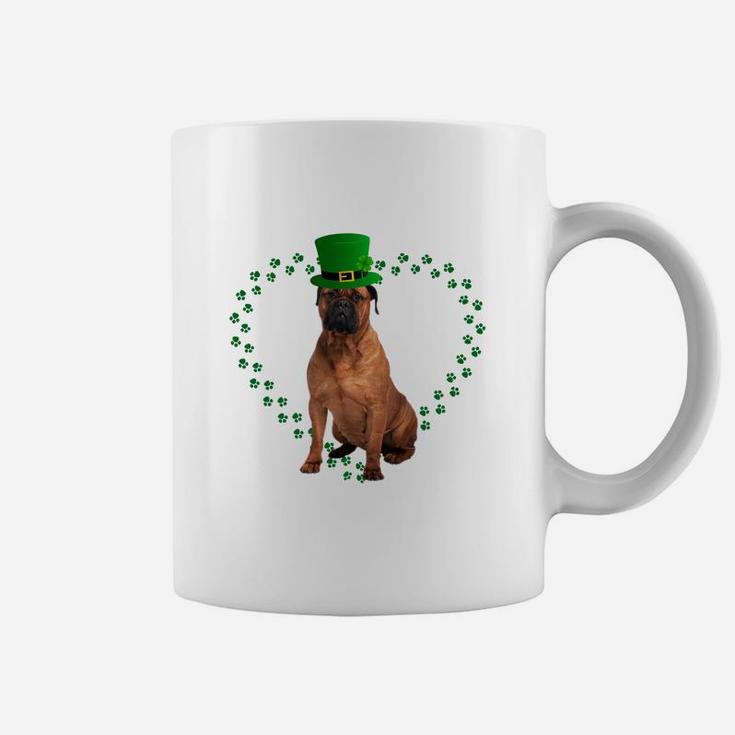 Bullmastiff Heart Paw Leprechaun Hat Irish St Patricks Day Gift For Dog Lovers Coffee Mug
