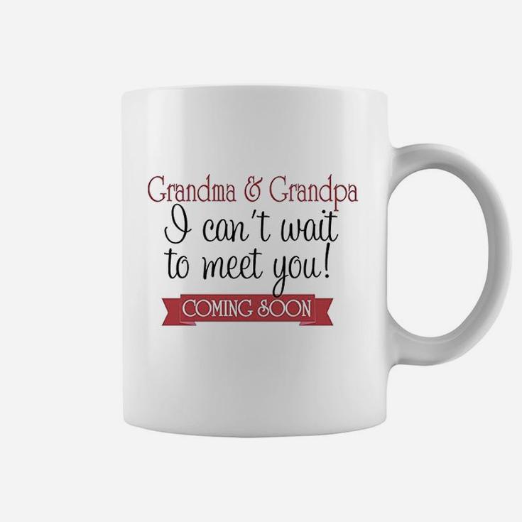 Cant Wait To Meet Grandparents Pregnancy Announcement Onepiece White Coffee Mug