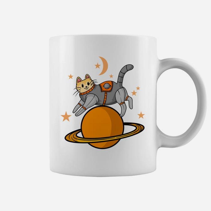Cat Astronaut Flying In Space Cartoon Idea Pet Gift Coffee Mug