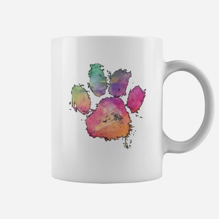 Cat Dog Paws Print Watercolor Rainbow Abstract Animal Lover Coffee Mug