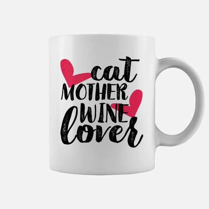 Cat Mother Wine Lover Funny Mothers Day Gifts For Mom Coffee Mug