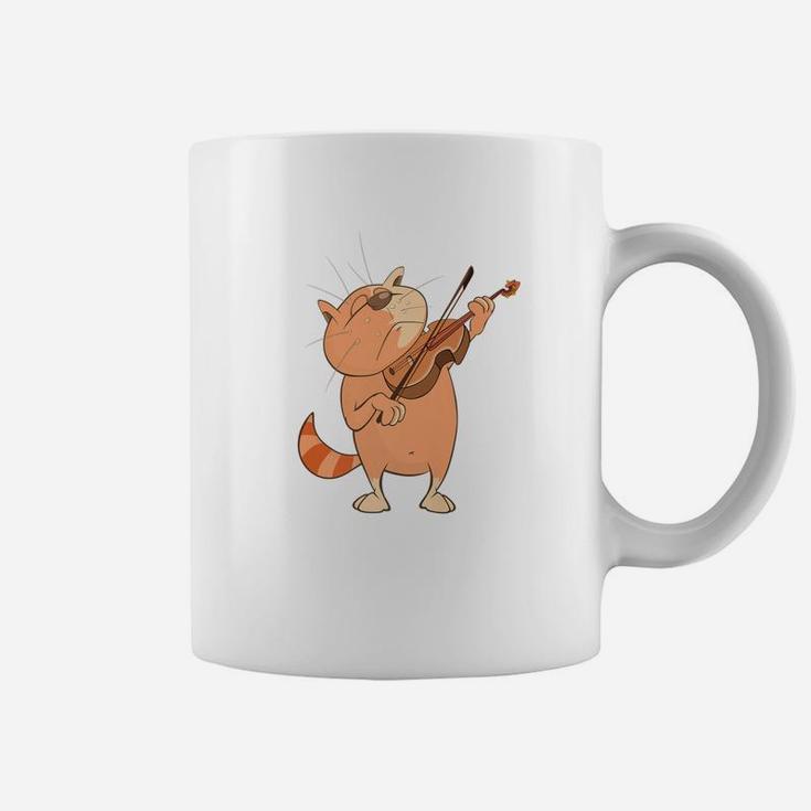 Cat Violinist Funny Cat Playing Violin For Musicians Coffee Mug
