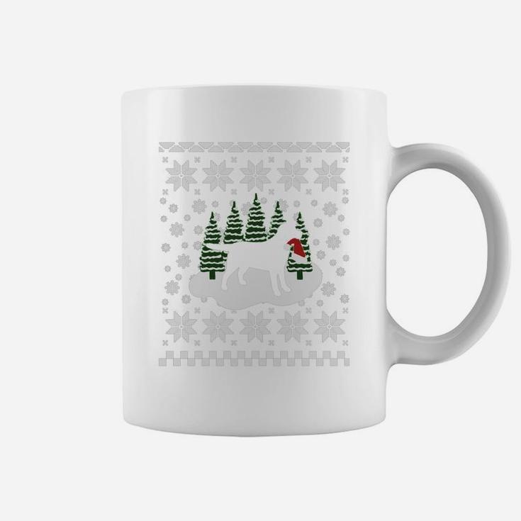 Christmas Black Labrador Silhouette Santa Hat Coffee Mug
