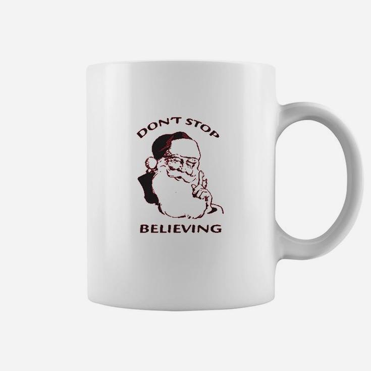 Christmas Dont Stop Believing Santa Graphic Coffee Mug