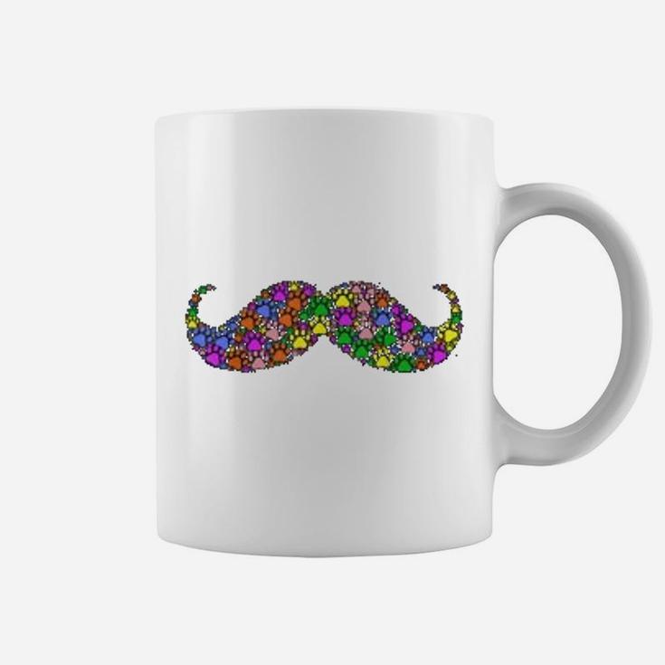 Colorful Cat And Dog Paws Print Beard Mustache Coffee Mug