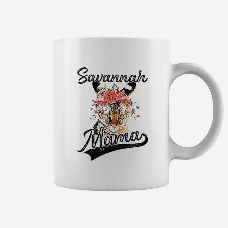 Cute Savannah Mama Flower Graphic Cat Lover Coffee Mug