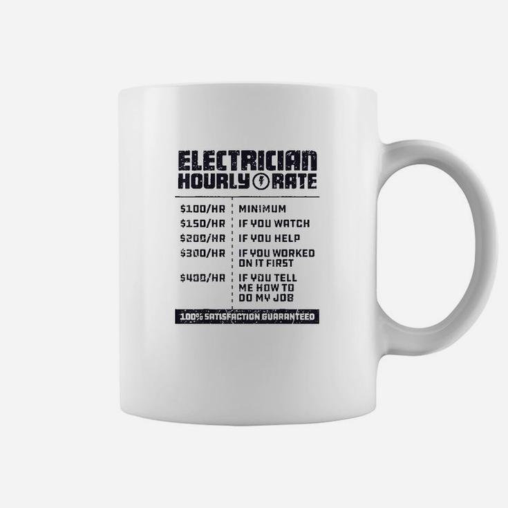 Electrician Hourly Rate Funny Lineman Dad Vintage Gifts Men Coffee Mug