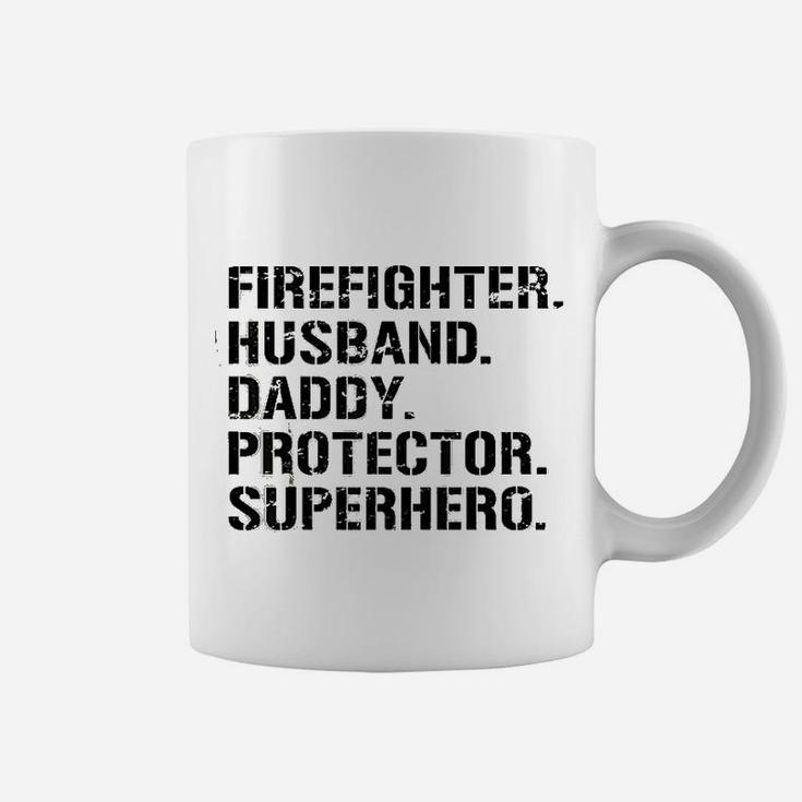 Fathers Day Firefighter Husband Daddy Protector Superhero Coffee Mug