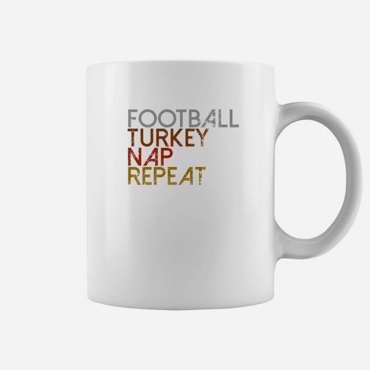 Football Turkey Nap Repeat Thanksgiving Vintage Coffee Mug