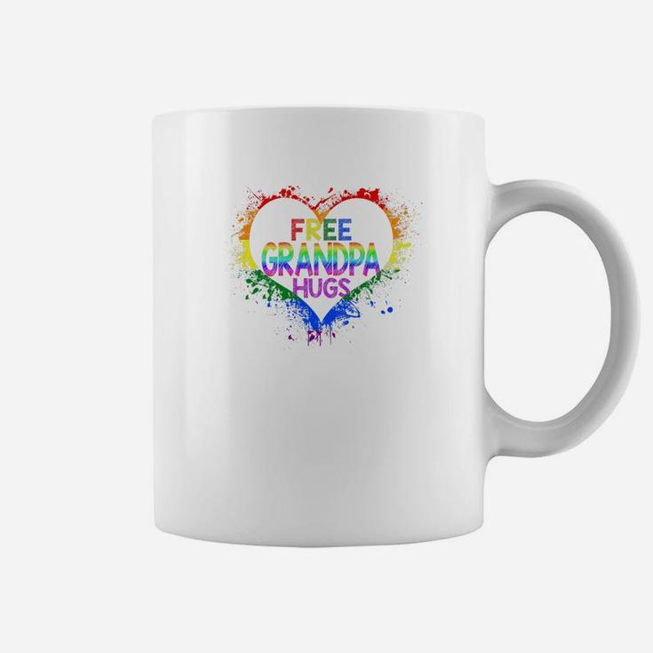 Free Grandpa Hugs Lgbt Heart Gay Flag Father Day Gift Premium Coffee Mug