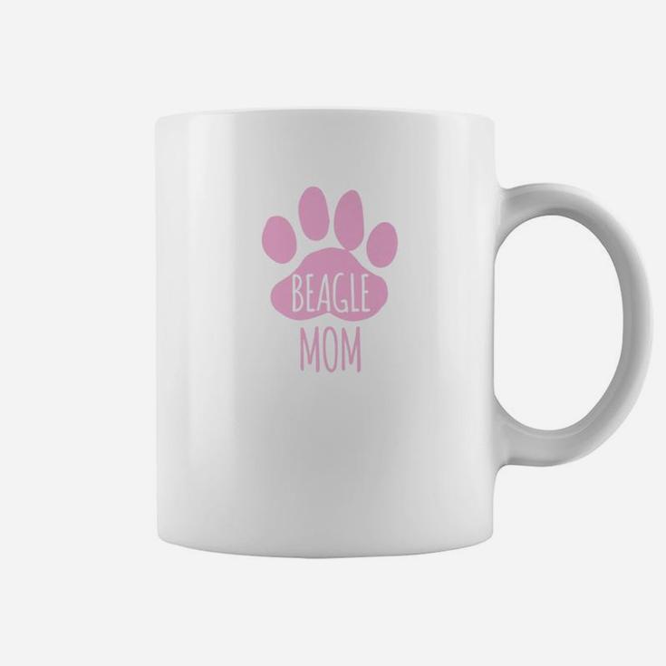 Funny Beagle Dog Mom For Puppy Owner Cute Paw Pink Coffee Mug
