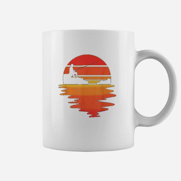 Funny Fisherman Gift Sunset Retro Fishing Catch Fish Coffee Mug