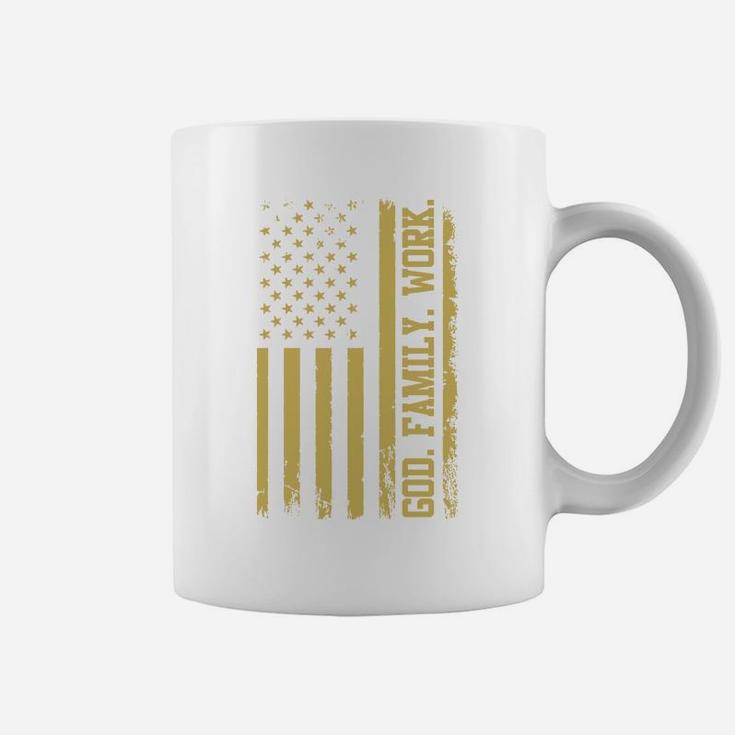 God Family Work American Flag Dad Funny Gift Coffee Mug