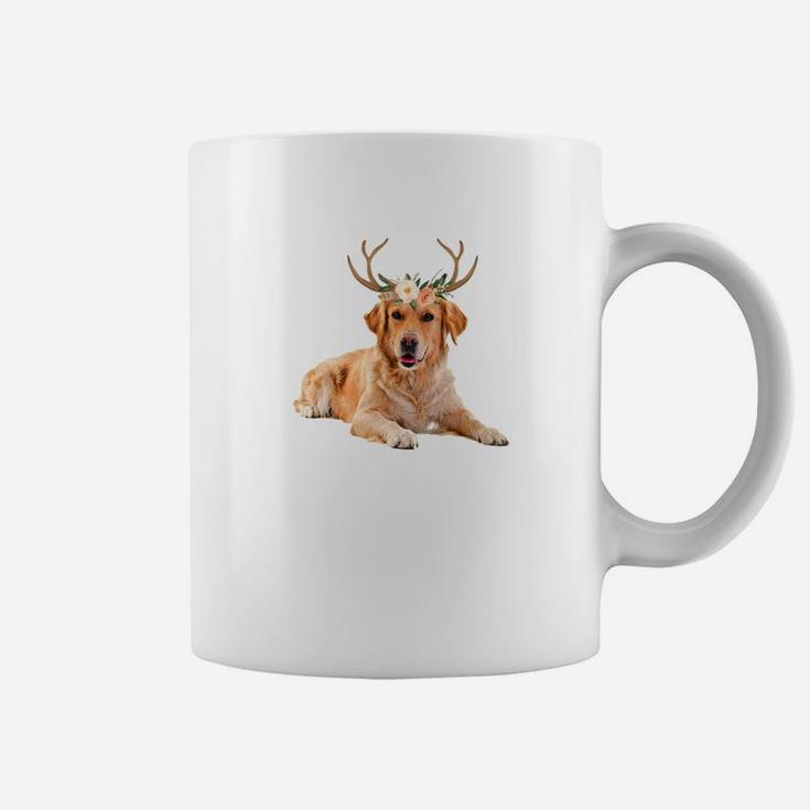 Golden Retriever Dog Reindeer Antlers Funny Christmas Shirt Coffee Mug