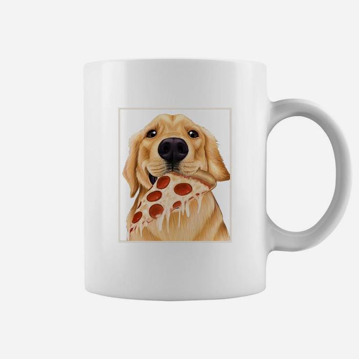 Golden Retriever Eating Pizza Dog With A Slice Of Pizza Coffee Mug