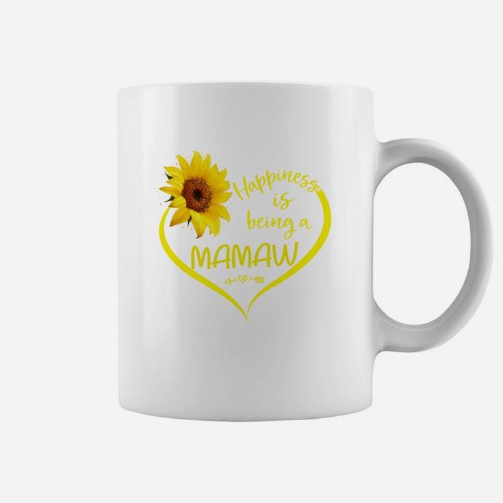 Happiness Is Being A Mamaw Sunflower Heart Gift For Mothers And Grandmothers Coffee Mug