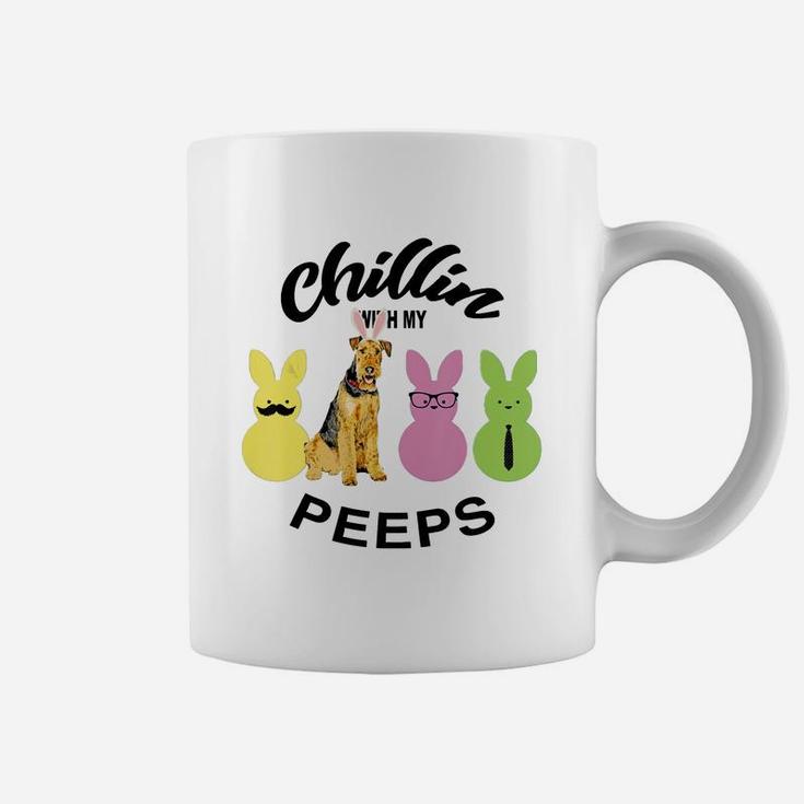 Happy 2021 Easter Bunny Cute Airedale Terrier Chilling With My Peeps Gift For Dog Lovers Coffee Mug
