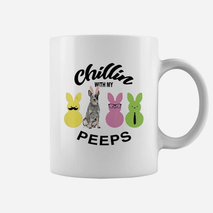Happy 2021 Easter Bunny Cute Australian Cattle Dog Chilling With My Peeps Gift For Dog Lovers Coffee Mug