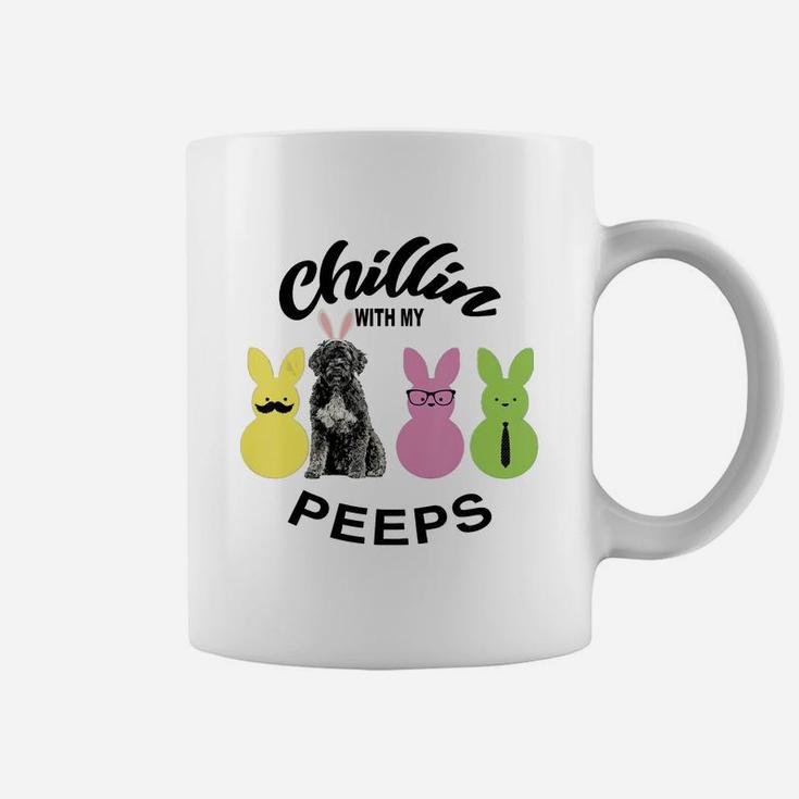 Happy 2021 Easter Bunny Cute Portuguese Water Dog Chilling With My Peeps Gift For Dog Lovers Coffee Mug