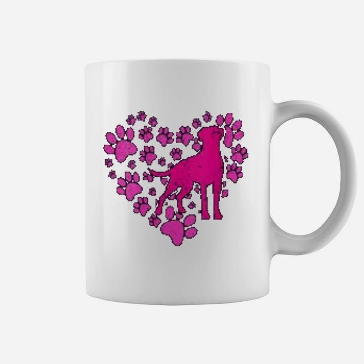 Heart Dog Paws Print Love Valentines Day Coffee Mug