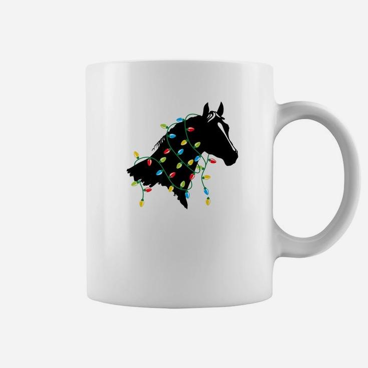 Horse Tangled Up In Colored Christmas Lights Holiday Coffee Mug
