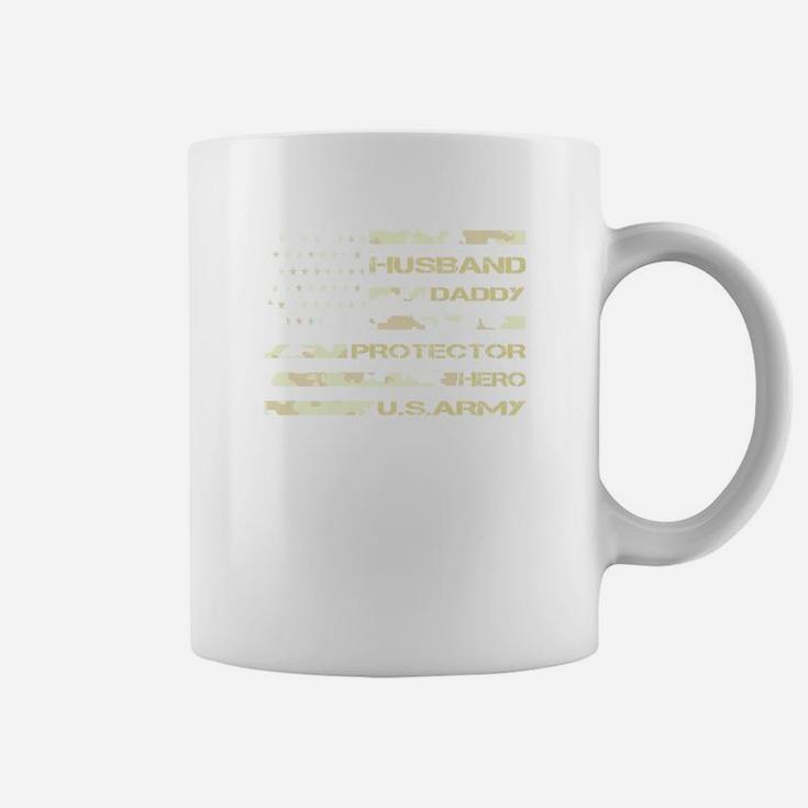 Husband Daddy Protector Hero Veteran American Flag Coffee Mug