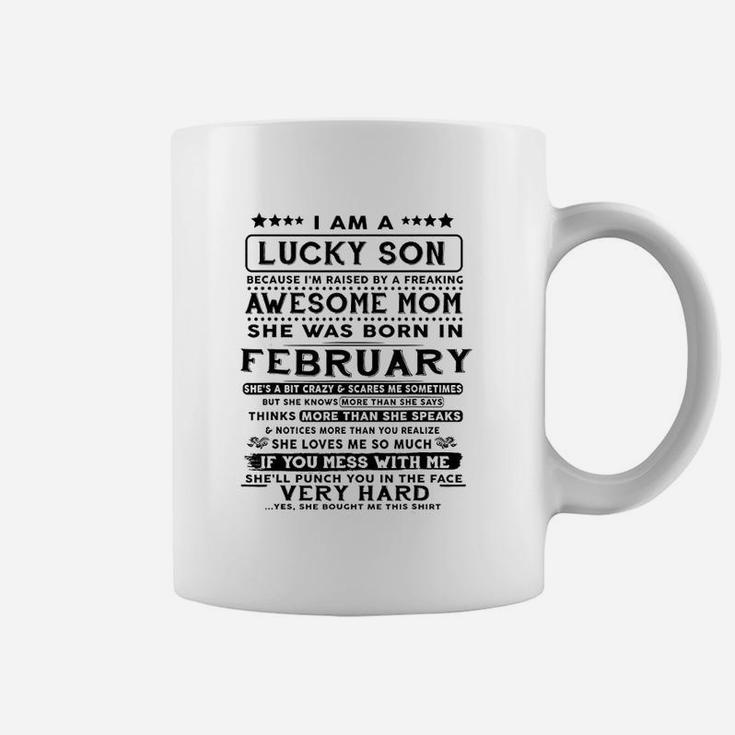 I Am A Lucky Son Because I Am Raised By A February Mom Coffee Mug