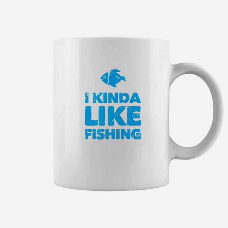 I Kinda Like Fishing Funny Fisherman Fathers Day Retirement Premium Coffee Mug