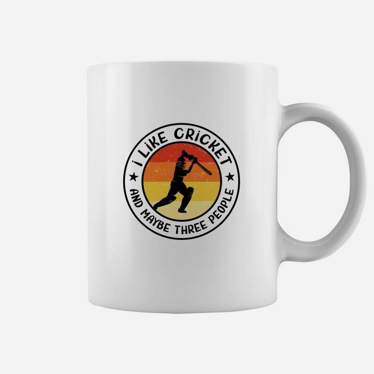 I Like Cricket And Maybe Three People Cricket Retro Sunset 70s Vintage Coffee Mug