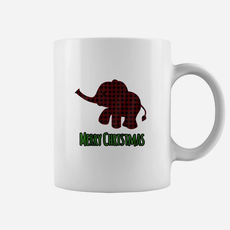Kids Merry Christmas Cute Plaid Baby Elephant Holiday Coffee Mug