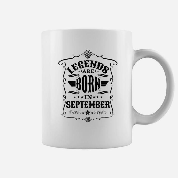 Legends Are Born In September Black Text Coffee Mug