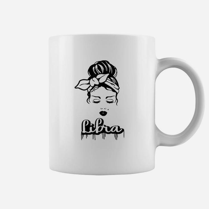 Libra Zodiac Sign Messy Bun Retro Vintage Birthday Coffee Mug